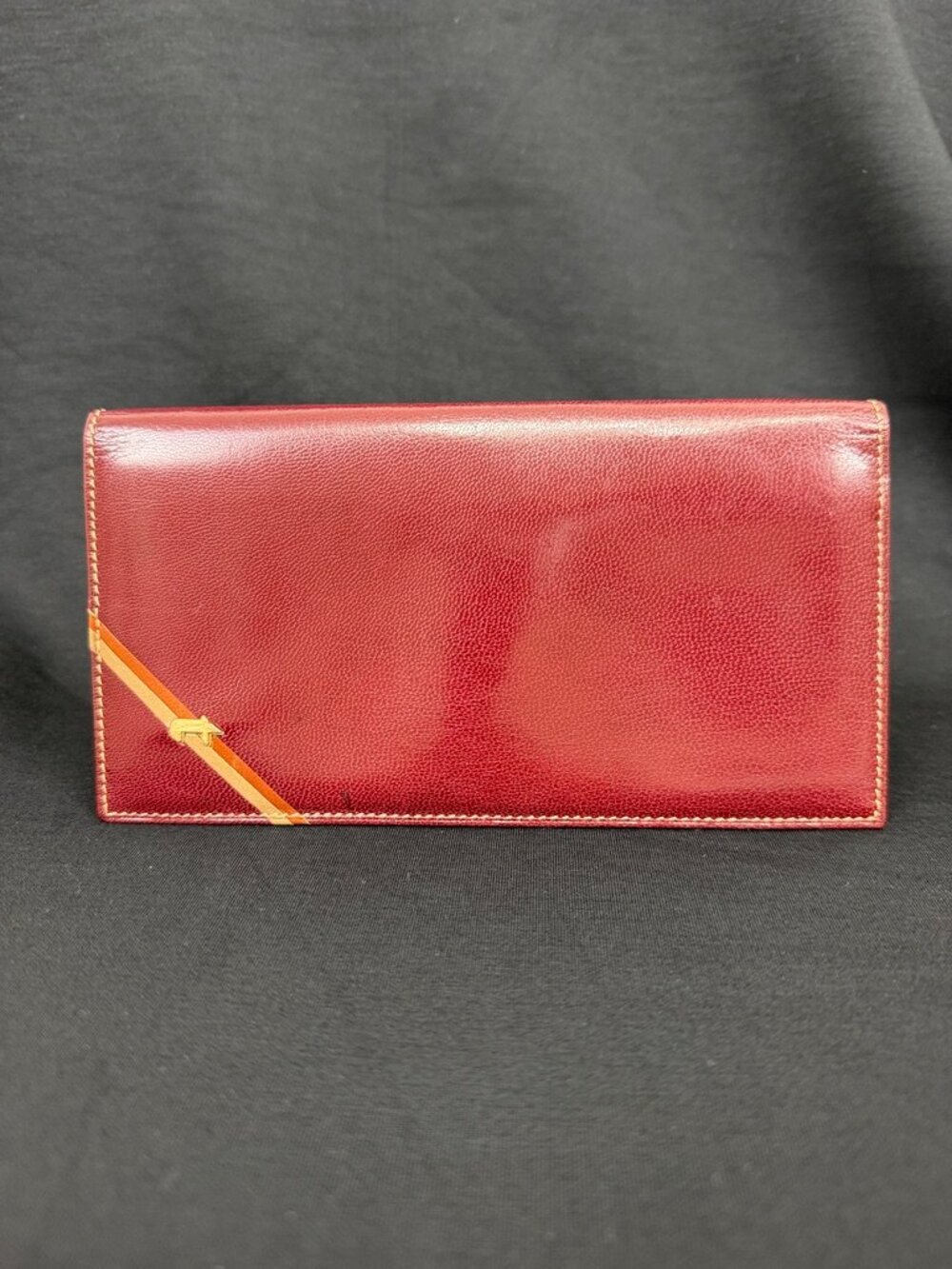 Vintage A. Testoni Burgundy Red Leather Long Continental Checkbook Wallet Italy